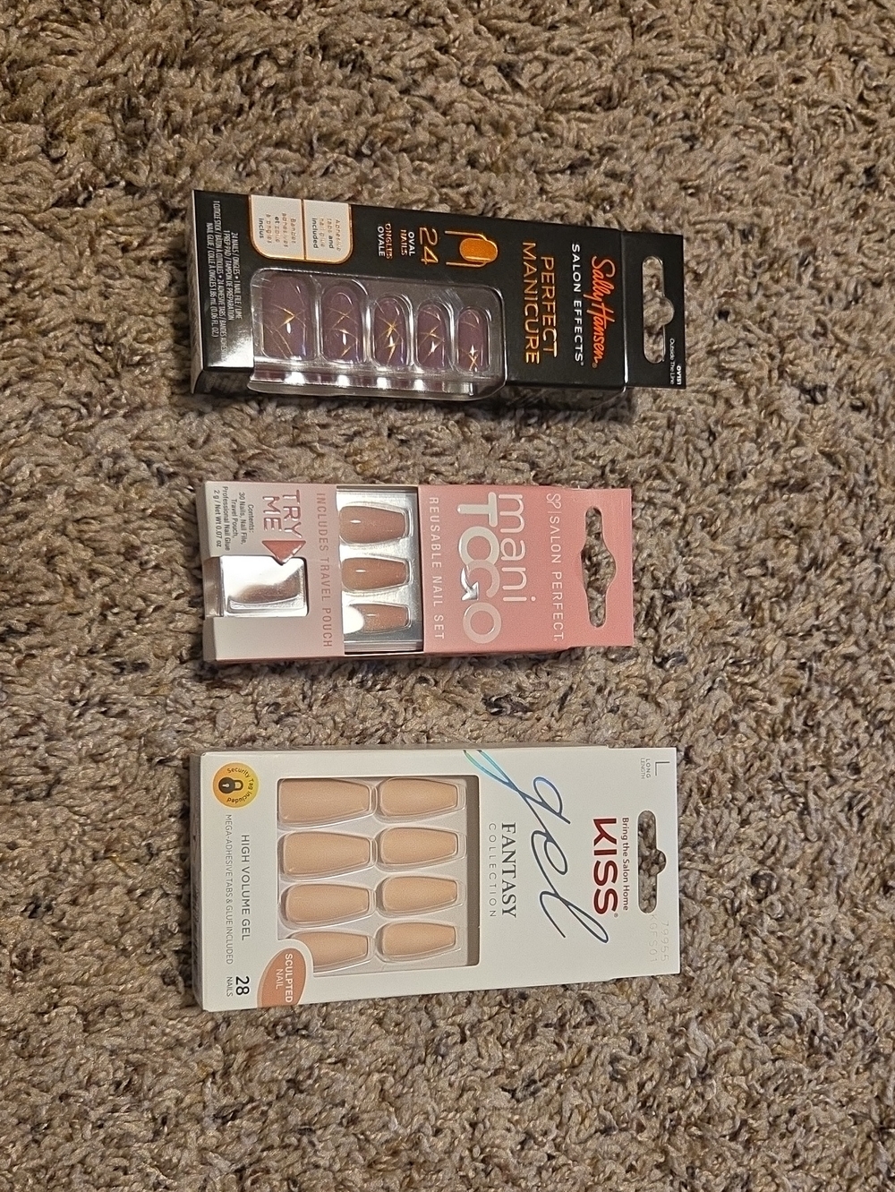 Lot Of 3 Nail Sets-Kiss, Sally Hansen, Salon Perfect
